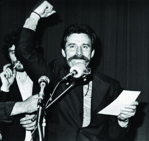 Lech Walesa durante la huelga en el astillero Lenin, de Gdan´ sk, Polonia, agosto de 1980